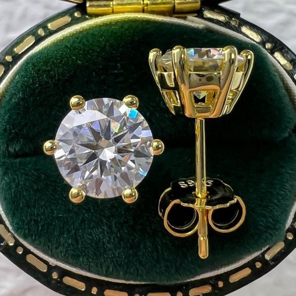Jewelry - Certified 4ct. t.w. Moissanite Diamond Round Stud Earrings NEW